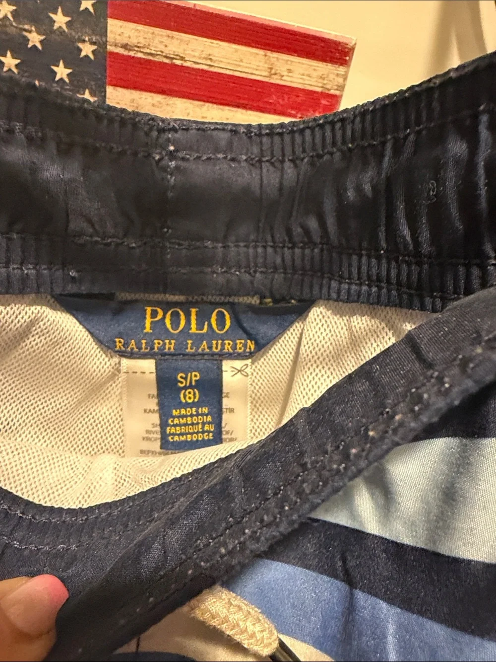 Polo by Ralph Lauren Blue & Navy Striped Boys' Swim Trunks